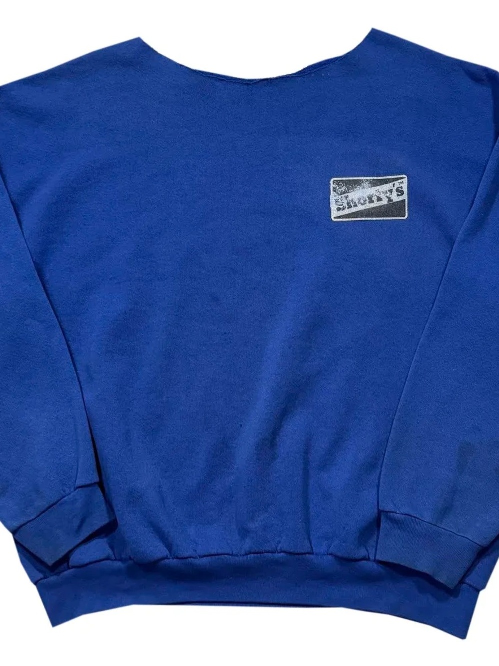 Vintage Shorty's Blue Cropped Sweatshirt (Size L)
